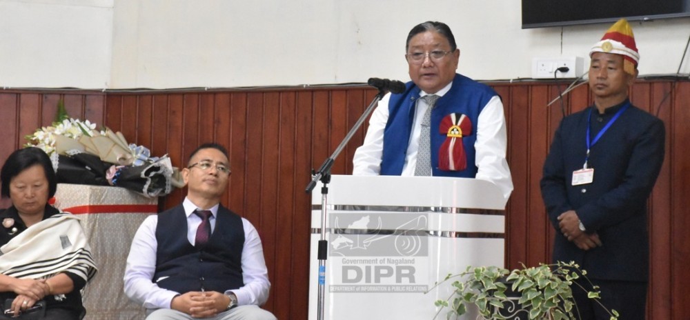 Justice Kakheto Sema speaking at his farewell programme held at Kohima Bench of Gauhati High Court on June 20. (DIPR Photo)
